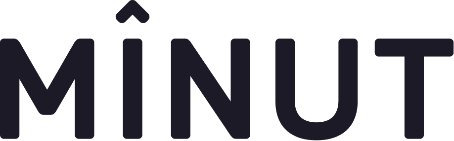 Minut logo with stylized uppercase letters and a circumflex accent above the letter I.